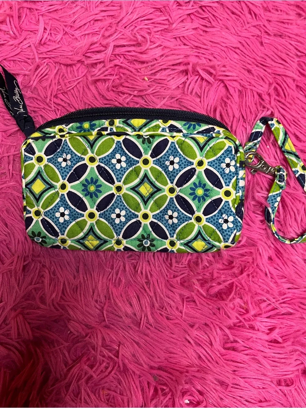 Vera Bradley Blue & Green Quilted Wristlet Pouch